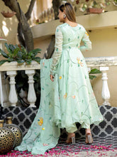 Graceful Organza Hand Printed Anarkali Suit