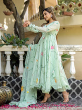 Graceful Organza Hand Printed Anarkali Suit