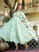 Graceful Organza Hand Printed Anarkali Suit