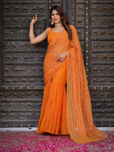 Regal Orange Georgette Draping Sharara Saree with Cotton Lining