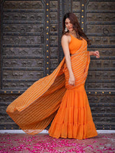 Regal Orange Georgette Draping Sharara Saree with Cotton Lining