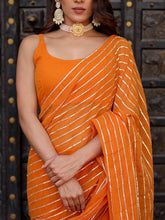 Regal Orange Georgette Draping Sharara Saree with Cotton Lining