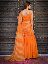 Regal Orange Georgette Draping Sharara Saree with Cotton Lining