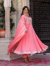 Spectacular Silk Anarkali Set with Chinhon Dupatta & Gota Lace Work