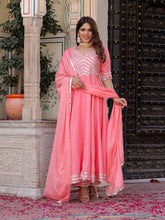 Spectacular Silk Anarkali Set with Chinhon Dupatta & Gota Lace Work