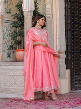 Spectacular Silk Anarkali Set with Chinhon Dupatta & Gota Lace Work