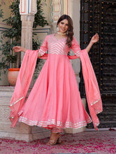 Spectacular Silk Anarkali Set with Chinhon Dupatta & Gota Lace Work