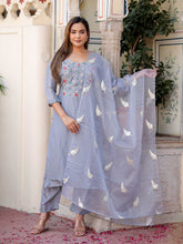 Divine Opara Silk Kurti Pant with Organza Dupatta Gota Work