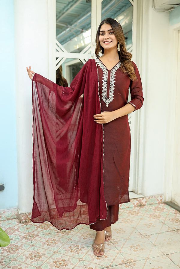 Blossom cottan silk kurti pant with dupatta