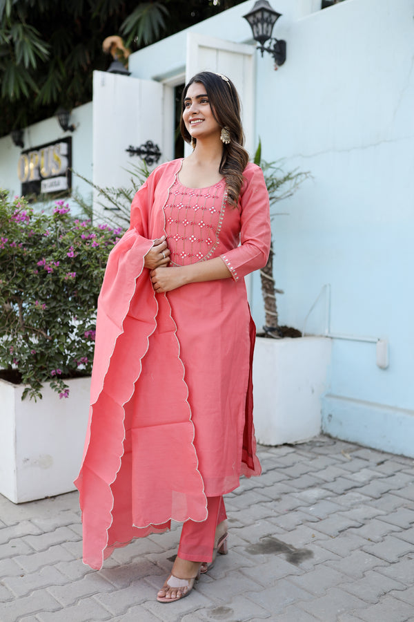 Mystique Chanderi Kurti Pant with Dupatta