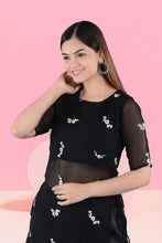 Women Georgette Kurta Pant Set Black