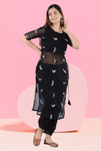 Women Georgette Kurta Pant Set Black