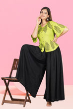 Women Viscose Rayon Ethnic Top Skirt Set Peach Green