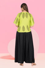 Women Viscose Rayon Ethnic Top Skirt Set Peach Green