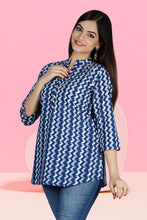 Women Printed Pure Cotton Straight Kurta  Blue