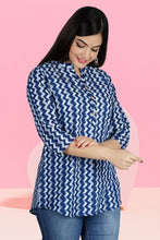 Women Printed Pure Cotton Straight Kurta  Blue