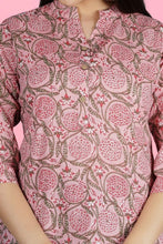 Women Printed Pure Cotton Straight Kurta Grey, Pink