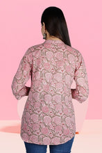 Women Printed Pure Cotton Straight Kurta Grey, Pink