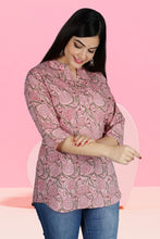 Women Printed Pure Cotton Straight Kurta Grey, Pink