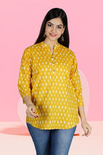 Women Printed Pure Cotton Straight Kurta Yellow, White