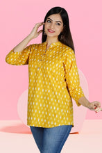 Women Printed Pure Cotton Straight Kurta Yellow, White