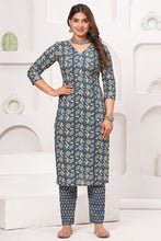 Printed Kurti Pant Set - Blue