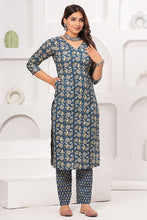 Printed Kurti Pant Set - Blue