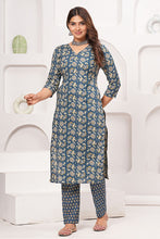 Printed Kurti Pant Set - Blue