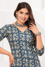 Printed Kurti Pant Set - Blue