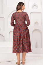 Alia Cut Dress Pure Cotton Printed Elegance with Hand Work on Yoke - Maroon