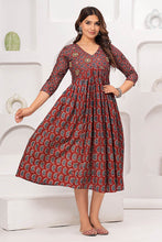 Alia Cut Dress Pure Cotton Printed Elegance with Hand Work on Yoke - Maroon