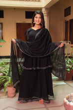 Black georgette Sharara set