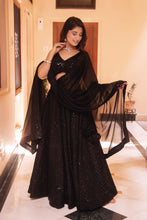 Black sequence embroidery lehenga set