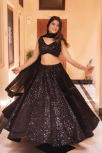 Black sequence embroidery lehenga set