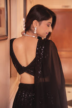 Black sequence embroidery lehenga set