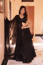 Black sequence embroidery lehenga set