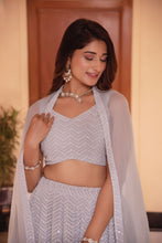 Blue chikankari lehenga set