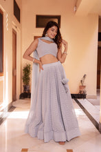 Blue chikankari lehenga set