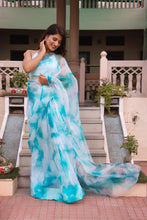 Blue organza Tie Dye saree