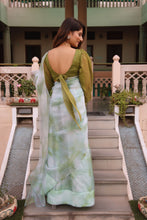 Green organza Tie dye sarees