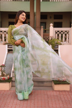 Green organza Tie dye sarees