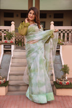 Green organza Tie dye sarees