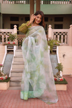 Green organza Tie dye sarees