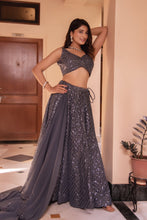 Grey sequence embroidery lehenga set