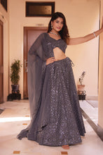 Grey sequence embroidery lehenga set