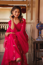 Hot pink embroidery Sharara suit set