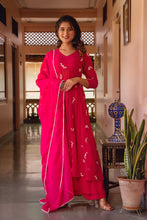 Hot pink embroidery Sharara suit set