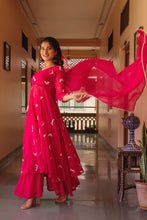 Hot pink embroidery Sharara suit set