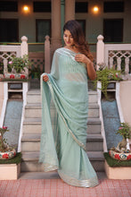 Light green georgette saree