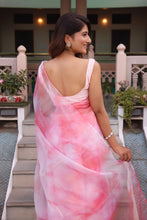 Pink organza Tie Dye saree